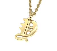 Elefezar Collier Lettre Alphabet Initiale Ancienne Anglaise, Métal, Zircone cubique