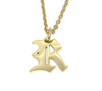 Elefezar Collier Lettre Alphabet Initiale Ancienne Anglaise, Métal, Zircone cubique