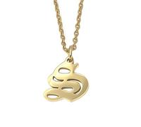 Elefezar Collier Lettre Alphabet Initiale Ancienne Anglaise, Métal, Zircone cubique