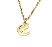 Elefezar Collier Lettre Alphabet Initiale Ancienne Anglaise, Métal, Zircone cubique