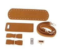 Elegabrillia 1 Ensemble de Tapis de Sac à Tricoter en Cuir avec Fermeture à Rotation, Marron