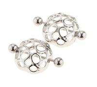 Elegabrillia 1 Paire D'anneaux de Téton à Boule de Perle, Barre Droite en Forme de Bouclier Ajouré