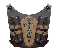Elegabrillia Back Sword Sheath Médiéval Faux Cuir avec Double Porte-épée Réglable Support Scabbard Cosplay Chevalier Accessoire pour Événements Renaissant Conventi, Brun
