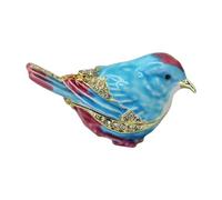 Elegabrillia Boîte à Bijoux Oiseau, Porte-bagues, Cadeau Original pour Les Fêtes, Coffret à Bijoux émaillé à Charnière, Présentoir pour Pendentifs, Noël, Bleu
