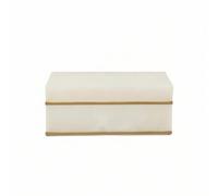 Elegabrillia Boîte de Rangement Bijoux Rectangulaire Organiseur Coffret Boîte à Bijoux avec Couvercle en Marbre et Métal Esthétique Sobre Ivoire Adaptée à la, 20 12 8cm, 简约风（带金条）