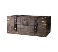 Elegabrillia Boîte de Rangement Portable Rectangulaire Antique en Bois avec Couvercle, Boîte de Rangement Polyvalente pour La Maison, Boîte de Pirate, 40 Cm X 24 Cm X 17.5