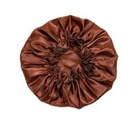 Elegabrillia Bonnet Satin Long Cheveux avec Bande Élastique pour Femme Ajustable Protége Les Boucles Tresses et Extensions Antinœuds Convient Au Sommeil Maquillage, brun
