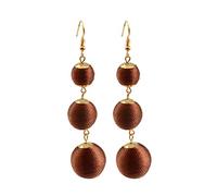 Elegabrillia Boucles d'oreilles Pendantes Sublimes Trois Boules Design Artisanal Acrylique Monture Crochet Légère Style Épuré Aspect Mat Adaptées Aux Femmes P, Café