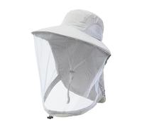 Elegabrillia Chapeau d'Apiculteur Filet Moustiquaire Protection Couvre-Chef Apiculture avec Filet Visage Casquette Nylon Respirante Accessoire Protection Solaire, Gris Clair
