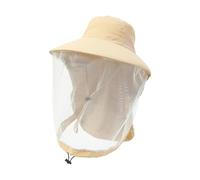Elegabrillia Chapeau d'Apiculteur Filet Moustiquaire Protection Couvre-Chef Apiculture avec Filet Visage Casquette Nylon Respirante Accessoire Protection Solaire, Kaki