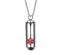 Elegabrillia Collier Pendentif Croix Acier Inoxydable Médaille Chaîne Contenant Pilule Identification Gravée Boîte Convient pour Bureau Activités en Plein