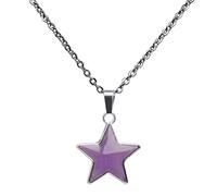Elegabrillia Collier Pendentif D'humeur à Cinq Points avec Chaîne de 50 Cm. Change de Couleur avec La Chaleur Corporelle. Parfait pour Les Confidents, Les Amis, Vierge
