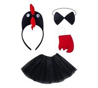Elegabrillia Costume de Poulet 3D - Accessoires pour Déguisement d'animal de Ferme, Idéal pour Le Cosplay et Les Fêtes, Noir