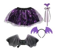 Elegabrillia Costume Déguisement Ensemble de Jupe Ailes Bâton Bandeau Matériau Tissu Doux Convient pour Enfant Spectacle Fêtes Anniversaires Costume Cosplay, Hauteur inférieure à 100 cm