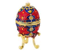 Elegabrillia Easter Eggs Boîte à Bijoux Œuf de Pâques en Métal Alliage avec Charnière Email Coloré et Cristaux Adaptée pour Rangement de Bijoux Cadeau Décoration