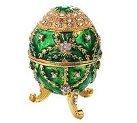 Elegabrillia Easter Eggs Boîte à Bijoux Œuf de Pâques en Métal Alliage avec Charnière Email Coloré et Cristaux Adaptée pour Rangement de Bijoux Cadeau Décoration