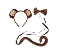 Elegabrillia Ensemble Oreilles et Queue D'animaux - Accessoires de Costume Mignons et Tendance pour Spectacles, Singe brun
