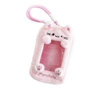 Elegabrillia Figure Display Case Trousse de Transport pour Figurines Miniatures Pochette à Lanière Fenêtre Transparente Anti-déformation en Peluche PVC pour Expose, Rose