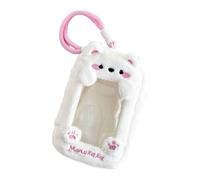 Elegabrillia Figure Display Case Trousse de Transport pour Figurines Miniatures Pochette à Lanière Fenêtre Transparente Anti-déformation en Peluche PVC pour Expose, Blanc