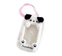 Elegabrillia Figure Display Case Trousse de Transport pour Figurines Miniatures Pochette à Lanière Fenêtre Transparente Anti-déformation en Peluche PVC pour Expose, Noir Blanc
