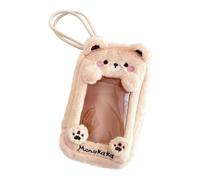 Elegabrillia Figure Display Case Trousse de Transport pour Figurines Miniatures Pochette à Lanière Fenêtre Transparente Anti-déformation en Peluche PVC pour Expose, Jaune Crémeux