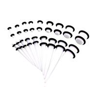 Elegabrillia Kit de 18 Pièces pour écarteurs d'oreilles en Acrylique, Ensemble de Bijoux avec écarteurs, Cônes et Plugs en Acrylique de 14G à 00G, Blanc