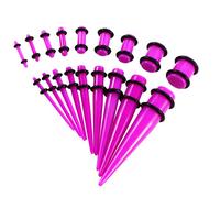 Elegabrillia Kit de 18 Pièces pour écarteurs d'oreilles en Acrylique, Ensemble de Bijoux avec écarteurs, Cônes et Plugs en Acrylique de 14G à 00G, Violet