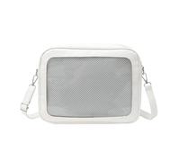 Elegabrillia Sac à Dos pour Femme avec Compartiment Transparent pour Exposer des Figurines Ou des Pins, Sac Bandoulière, Organiseur de Collection en PU A, Blanc