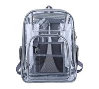 Elegabrillia Sac à Dos Transparent en PVC Imperméable, Grande Capacité et Bretelles Renforcées, Idéal pour L'école, Le Bureau et Les Activités de Plein Air. Ta, Gris