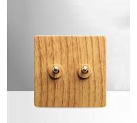 ELEGAM Interrupteur,Interrupteur Ancien, 1-4 Gangs Levier en Laiton Simple Double Vintage Bois Couleur contrôle Mur Interrupteur Panneau Interrupteur à Bascule-Type 86 (Color : 2 Gang 2 Way)