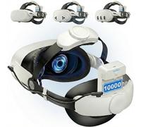 Elegamefy Sangle de tête pour Meta Quest 3/3s/Quest 2 avec batterie de 10 000 mAh - Temps de jeu interchangeable et prolongé 5 heures - Double bouton réglable