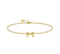 Elegance 11 designs Bracelet tendance en forme de nœud doré pour femme, bracelet fin et délicat à breloques en acier inoxydable, étanche, bijou d'été, cadeau pour femme, 7 inches, Acier inoxydable