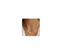 Elegance 11 designs Collier étanche en forme de cœur doré pour femme, ne ternit pas, colliers empilables en acier inoxydable, cadeau pour femme, Acier inoxydable, Pas de gemme