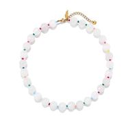 Elegance 11 designs Collier ras du cou avec perles blanches pour femme, collier ras du cou bohème imperméable en acier inoxydable avec pierre naturelle, bijou d'été fait à la main, Acier inoxydable