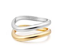 Elegance 11 designs Lot de 2 bracelets joncs épais dorés/argentés pour femme - Bracelet tendance minimaliste à charnière, 6.8 inches, Zinc, Pas de gemme