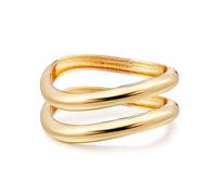 Elegance 11 designs Lot de 2 bracelets joncs épais dorés/argentés pour femme - Bracelet tendance minimaliste à charnière, 6.8 inches, Zinc, Pas de gemme