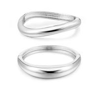 Elegance 11 designs Lot de 2 bracelets joncs épais dorés/argentés pour femme - Bracelet tendance minimaliste à charnière, 6.8 inches, Zinc, Pas de gemme