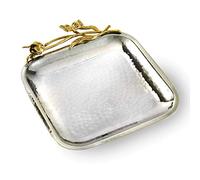 Elegance 70067 Plateau Carré, Acier inoxydable, Argenté/doré, 8.5"