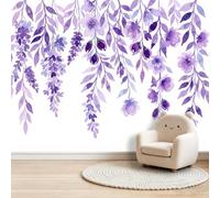 Élégance À La Française Papier Peint Panoramique, 400 x 280 cm | Décoration Murale Plantes Lianes Fleurs Feuilles Format, Tapisserie Murales Papier Peint Intissé pour Chambre Salon