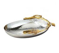 Elegance Doré Vigne martelé en Acier Inoxydable Écrou Bol/Plat, 6,25 par 10,8 cm, Argenté/doré