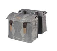 Porte bagage, sacoche, panier vélo Basil Elegance Double Bicycle Bag, Chateau Taupe, animal de compagnie recyclé, pont universel, 40-49L