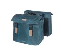 Elegance Double Bicycle Bag - Polyester pour animaux de compagnie recyclée - Clôture de pliage de retenue - Système MIK - Bouchette Bleu
