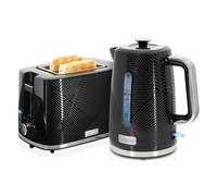 briebe Elegance Ensemble Grille Pain 2 Fentes Tranches Larges, 7 Niveaux de Dorage + Bouilloire Électrique 1,7 L sans Fil, 2200 W, sans BPA, Pack Petit Déjeuner Électroménager, Design Moderne (Noir)