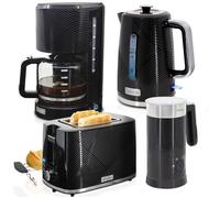 Elegance Ensemble Grille Pain Bouilloire 1,7L Cafetière Filtre Mousseur à Lait Briebe SKT1185BLK 2200W Noir 04988