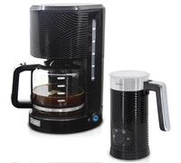 Elegance Ensemble Grille Pain, Bouilloire 1,7L Cafetière Filtre, Mousseur à Lait, Noir SKT1185BLK