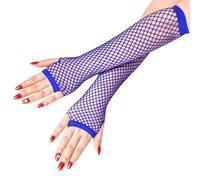 Elegance-go Paire de Gants résille longs,gants resille Gants Résilles Mitaines Longue Extensible Gants filet long (bleu saphir)