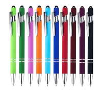 Elegance-go Stylos à Bille Rétractable,10 Pièces 2 en 1 Rétractable Stylets Tactile Capacitifs Stylo Bille Rechargeables Encre Noire pour L'école,Le Travail,La Maison et Le Bureau