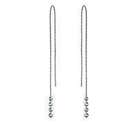Élégance Minimaliste Géométrique Longue Chaîne Fine Simple Quatre Perles Boules Boucles D'Oreilles Fil Pour Femmes Adolescents Argent Sterling .925