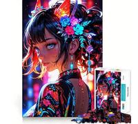 Élégance radieuse︰ Puzzle Floral néon Muse pour Adultes 1000 pièces, Casse-tête et Passe-Temps apaisant, Assemblage d'image, Joli Cadeau (38x26cm)