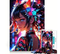 Élégance radieuse︰ Puzzles Floraux néon Muse pour Adolescents 1000 pièces Recall Upgrade Calme Relax Clear Cut Art Collection Piece (38x52cm)